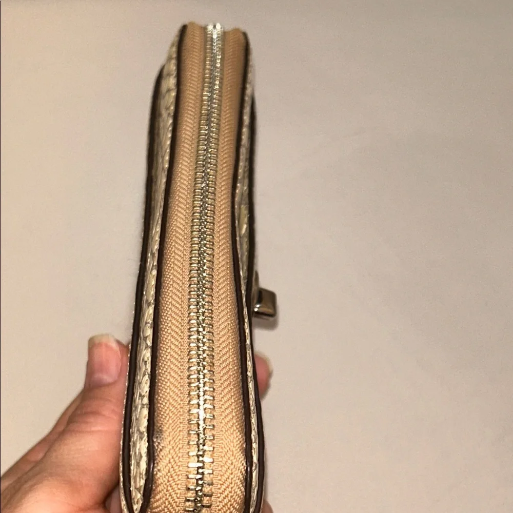 Coach Park Python Continental Long Wallet  Beige & Brown  Pte- owned